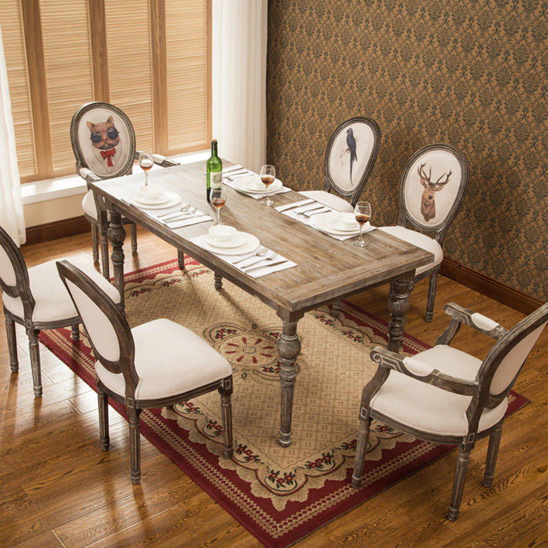 Medieval Modern Dining Table for Restaurant Rectangle Pine Wood Old Table with 4 Legs