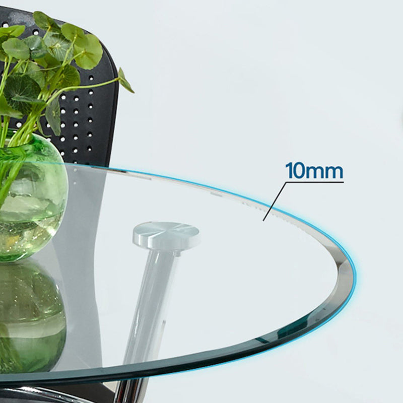Tempered Glass Dining Table with Metal Base Modern Round Table with 3 Legs