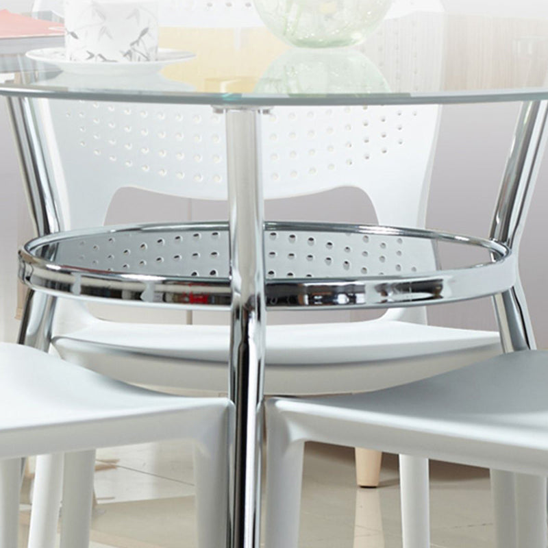 Tempered Glass Dining Table with Metal Base Modern Round Table with 3 Legs