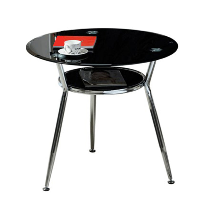 Tempered Glass Dining Table with Metal Base Modern Round Table with 3 Legs
