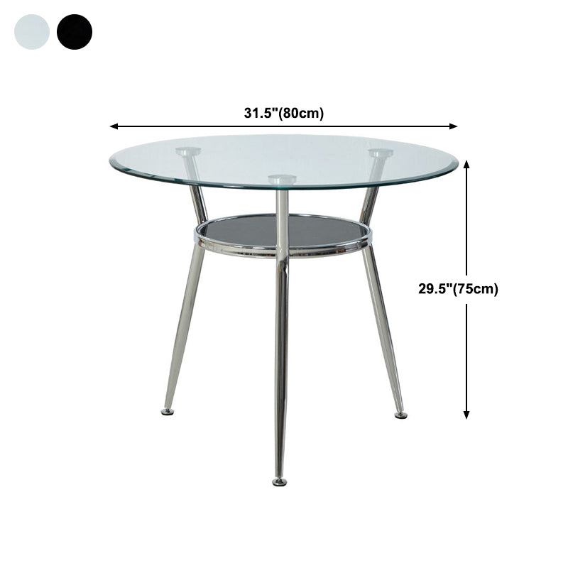 Tempered Glass Dining Table with Metal Base Modern Round Table with 3 Legs