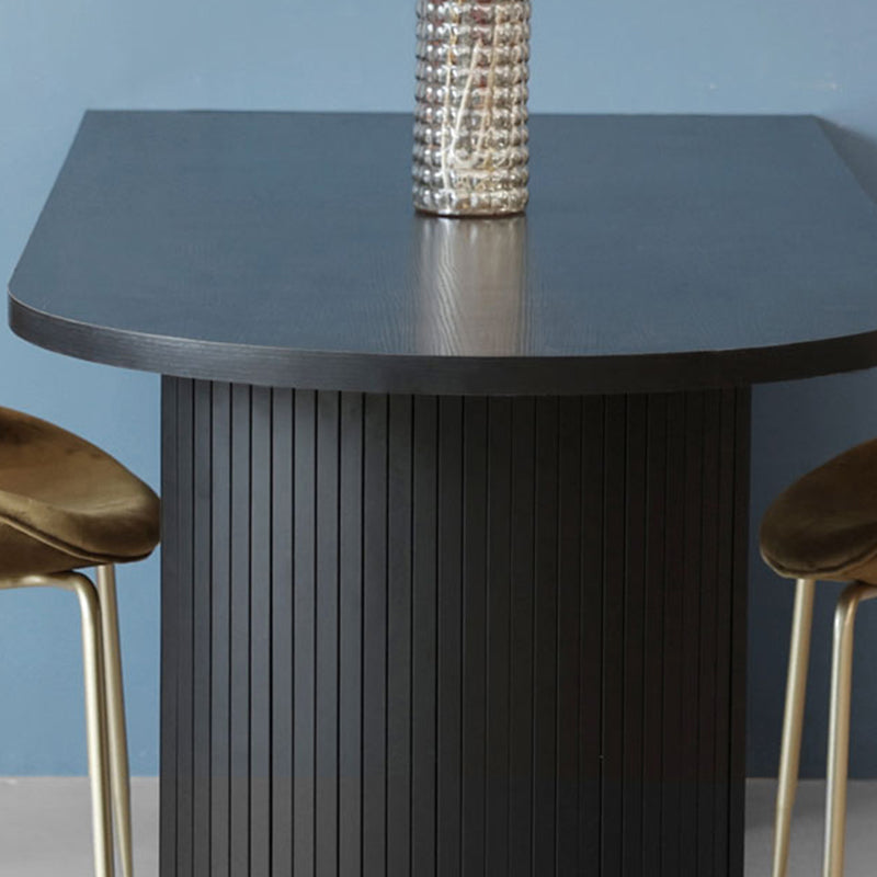 Free Form Double Pedestal Modern Dining Table Black Fixed Table of Wood