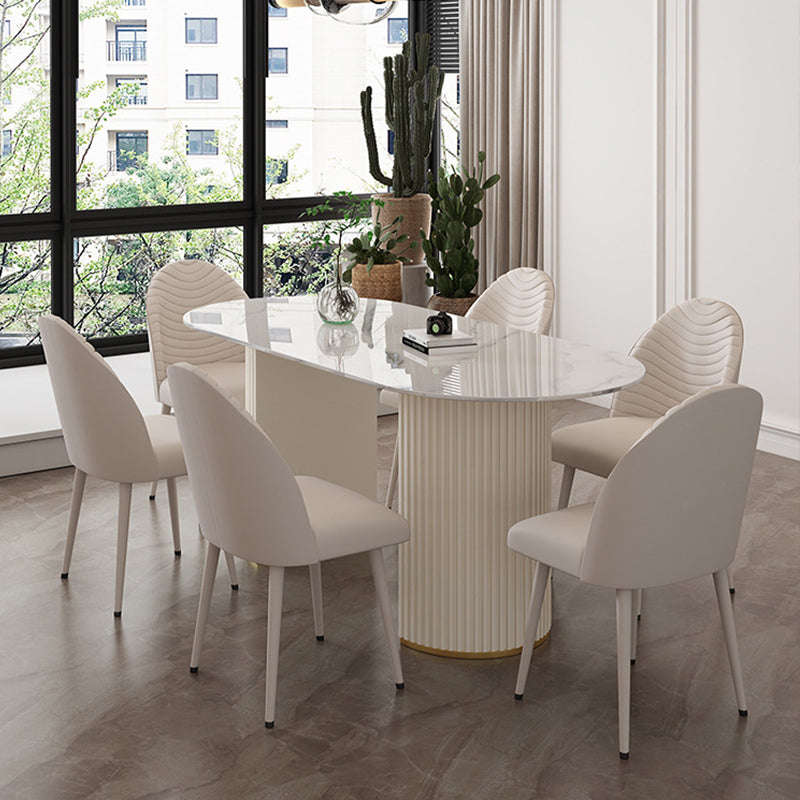 Sintered Stone Dining Table Traditional Luxury Double Pedestal Table