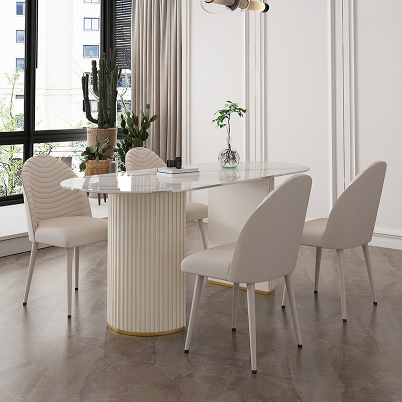 Sintered Stone Dining Table Traditional Luxury Double Pedestal Table