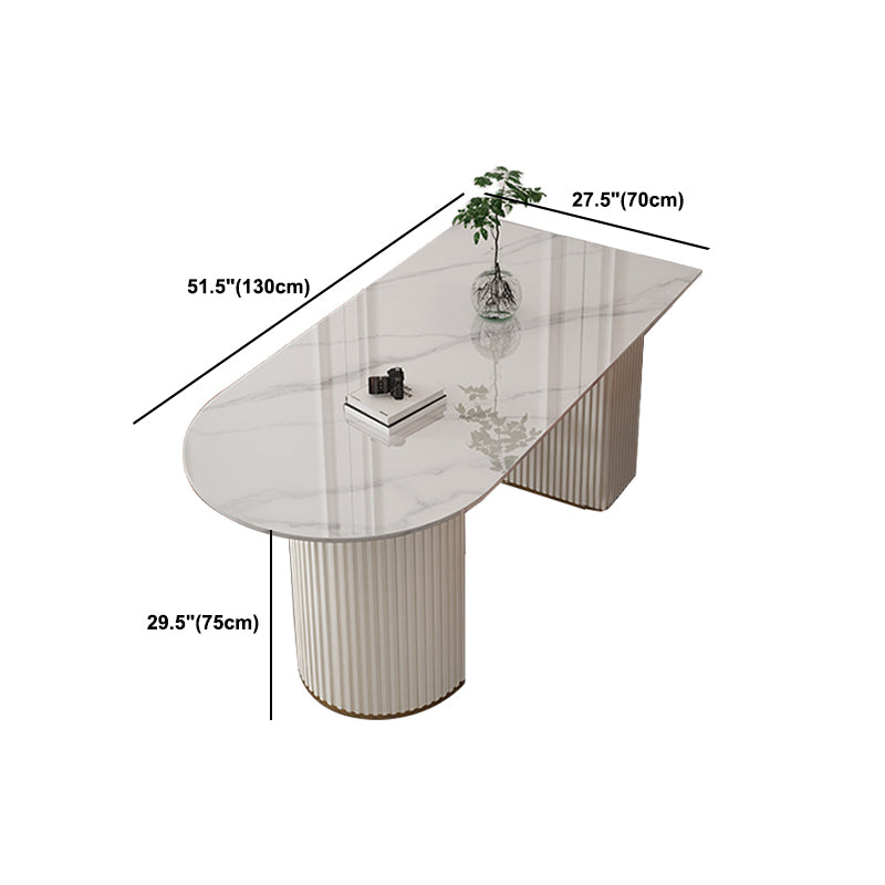 Sintered Stone Dining Table Traditional Luxury Double Pedestal Table