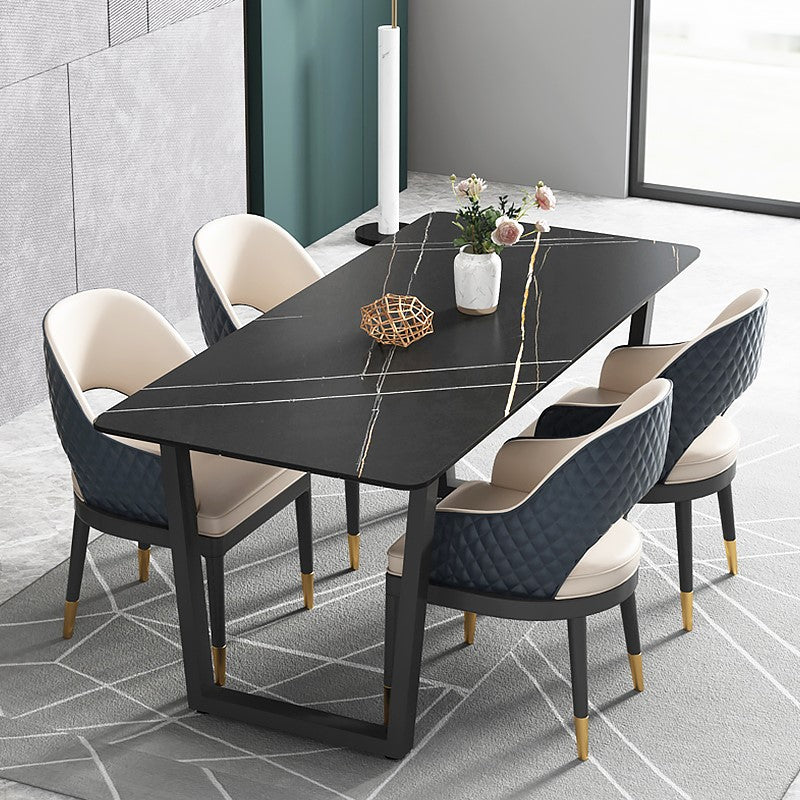 Industrial Style Stone Dining Table Sled Base Indoor Dining Room Collection