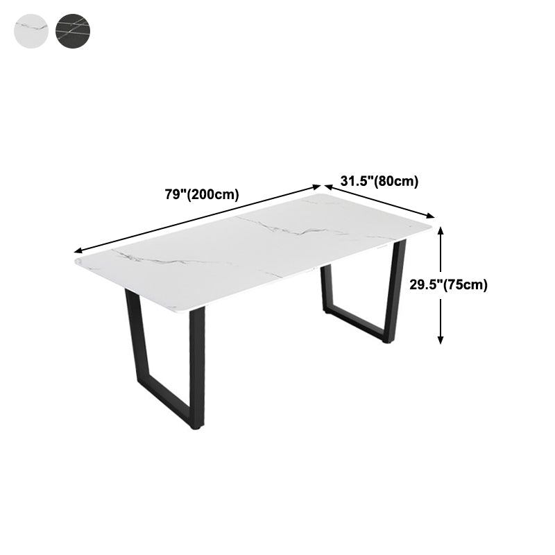 Industrial Style Stone Dining Table Sled Base Indoor Dining Room Collection