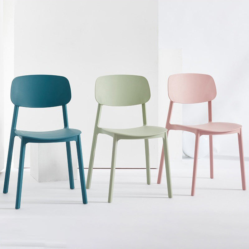 Scandinavian Plastic Patio Dining Side Chair Open Back Stacking Side Chair