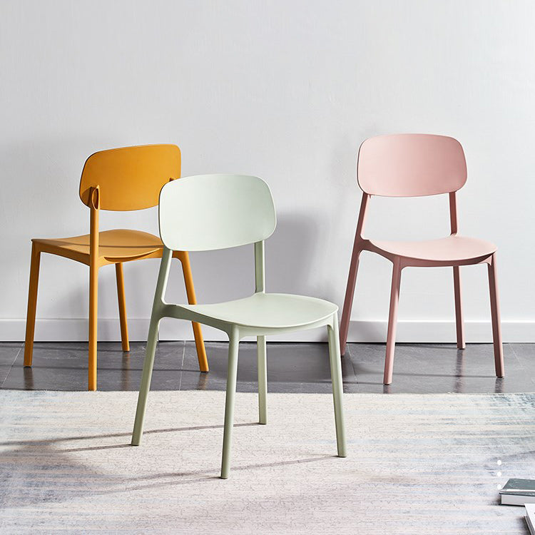 Scandinavian Plastic Patio Dining Side Chair Open Back Stacking Side Chair