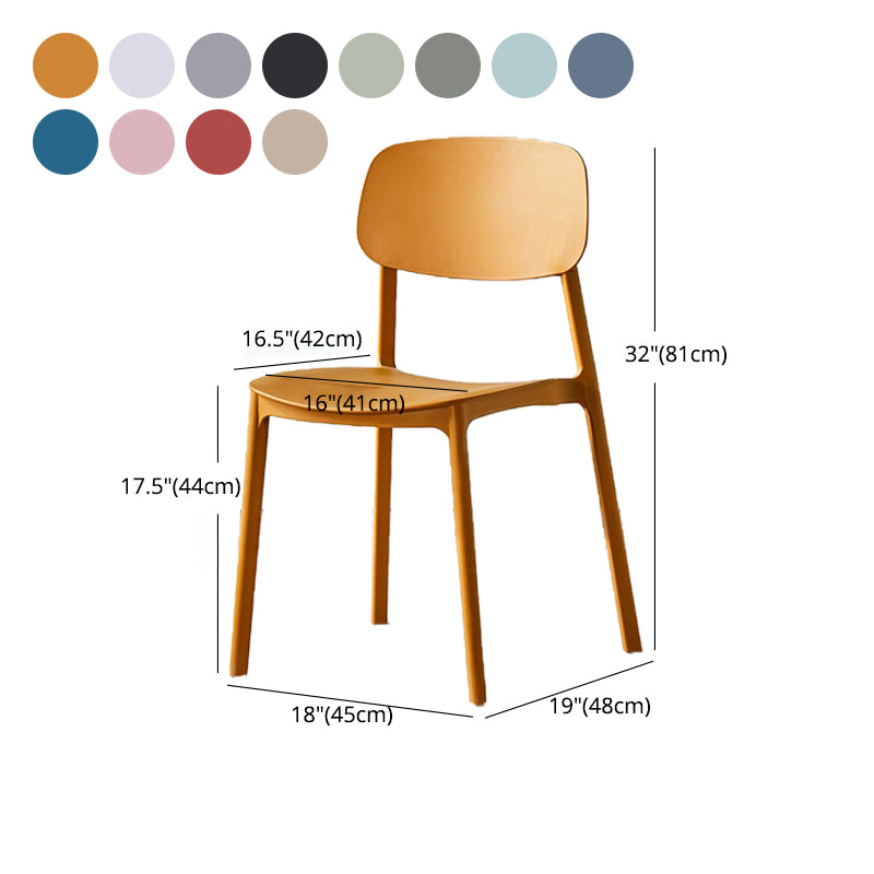 Scandinavian Plastic Patio Dining Side Chair Open Back Stacking Side Chair