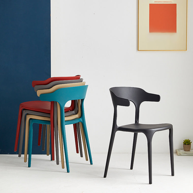Contemporary Plastic Home Dining Side Chair Open Back Stacking Side Chair