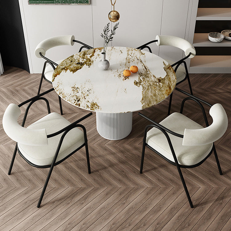 Modern 1/5 Pieces Dining Set Round Stone Dining Table for Dining Room