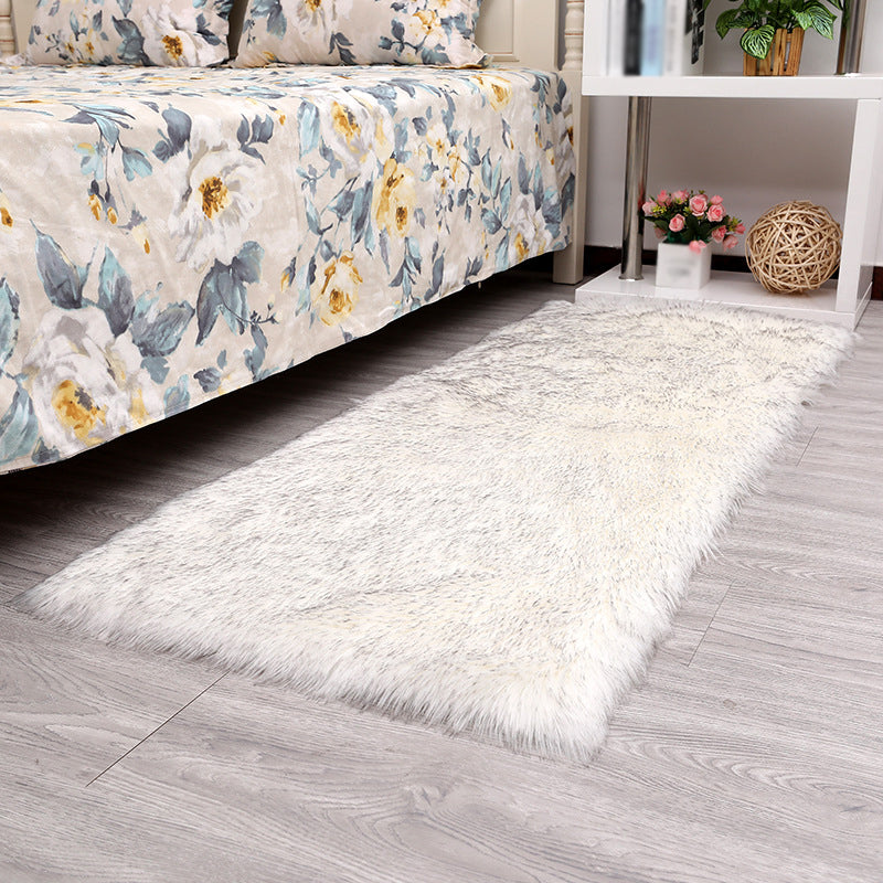Solid Color Plush Soft Rug Rectangle Easy Care Loom Rug for Bedroom