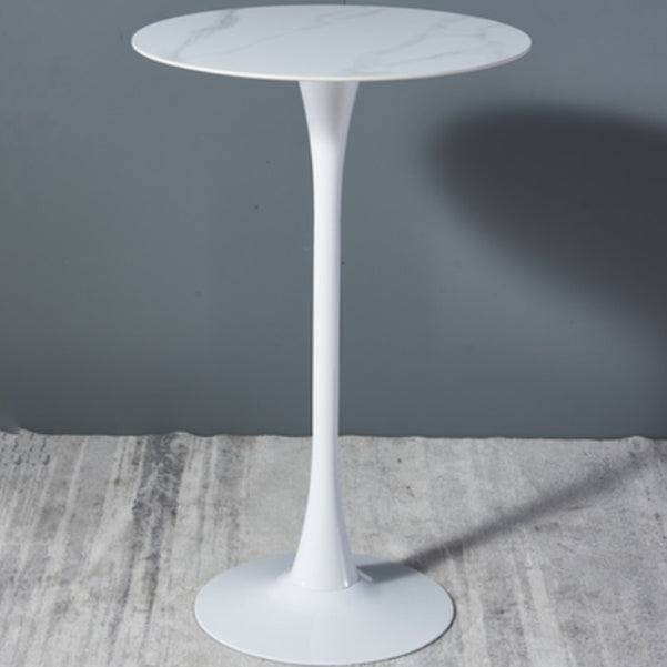 Stone Bar Dining Table Modern Round Bar Table with Pedestal for Dining Room