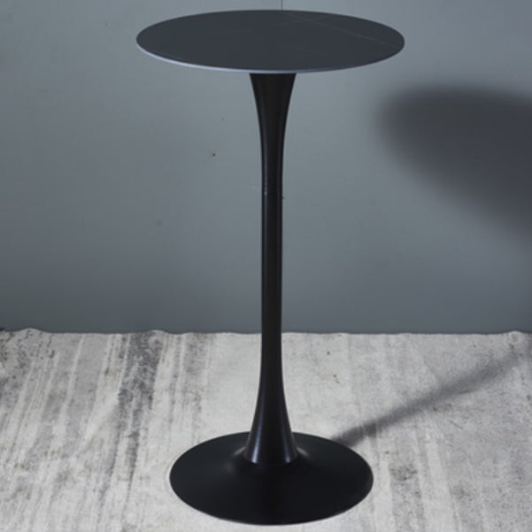 Stone Bar Dining Table Modern Round Bar Table with Pedestal for Dining Room