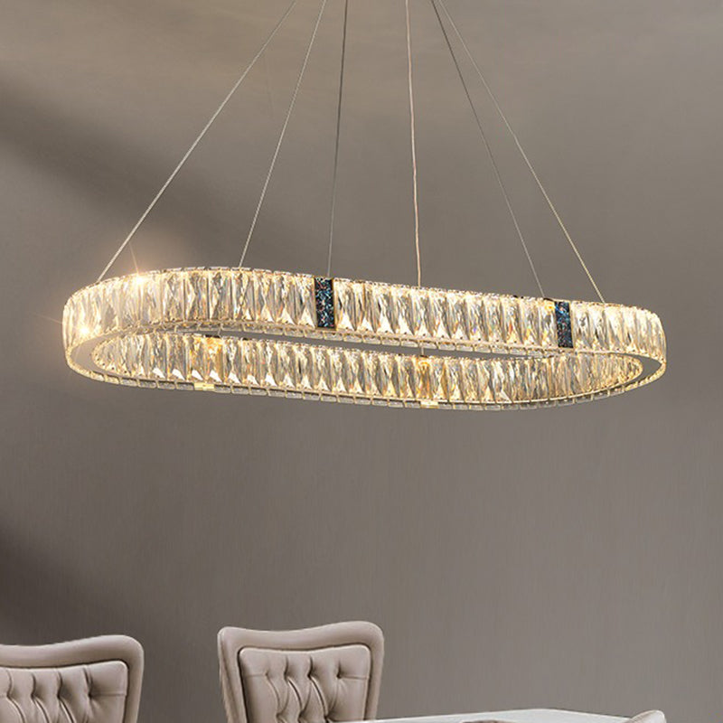 Contemporary Style Oval Shape Island Light Crystal 1 Light Island Lighting in Gold