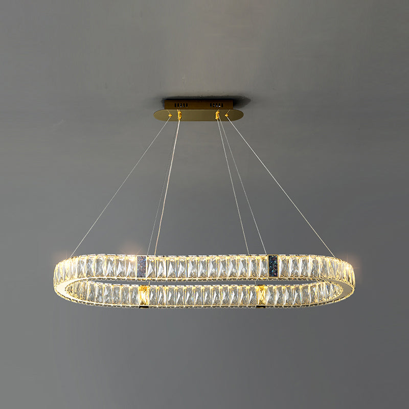Contemporary Style Oval Shape Island Light Crystal 1 Light Island Lighting in Gold