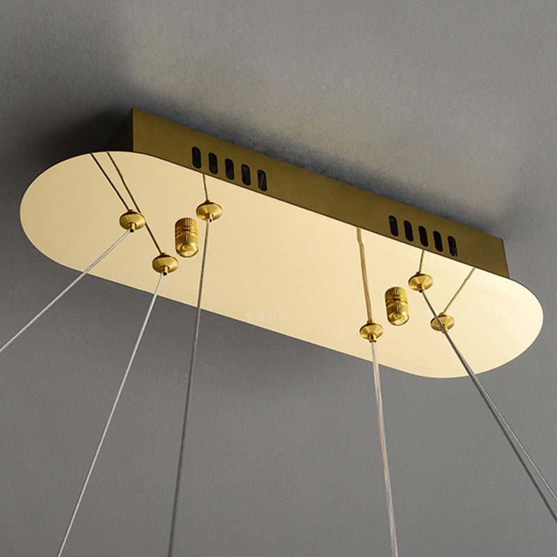 Contemporary Style Oval Shape Island Light Crystal 1 Light Island Lighting in Gold