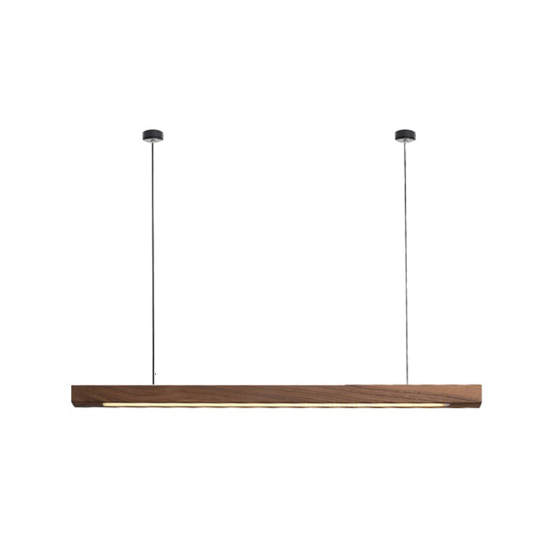 Modern Wood Island Lamp Linear 1-Light Restaurant LED Pendant Light with Acrylic Shade