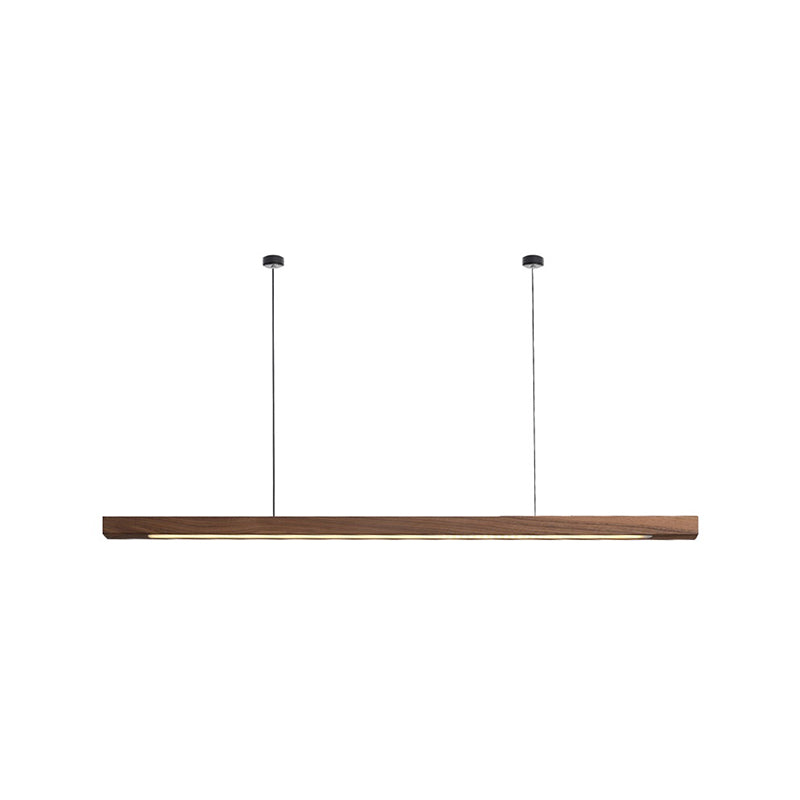 Modern Wood Island Lamp Linear 1-Light Restaurant LED Pendant Light with Acrylic Shade