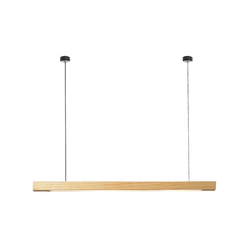 Modern Wood Island Lamp Linear 1-Light Restaurant LED Pendant Light with Acrylic Shade