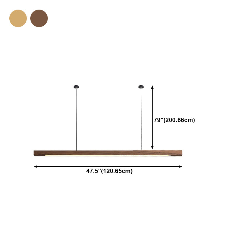 Modern Wood Island Lamp Linear 1-Light Restaurant LED Pendant Light with Acrylic Shade