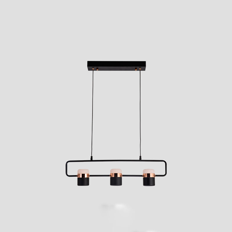 Modern Aluminum Track Light Cylinder Multi-Head Restaurant Hanging Lamp with Acrylic Shade