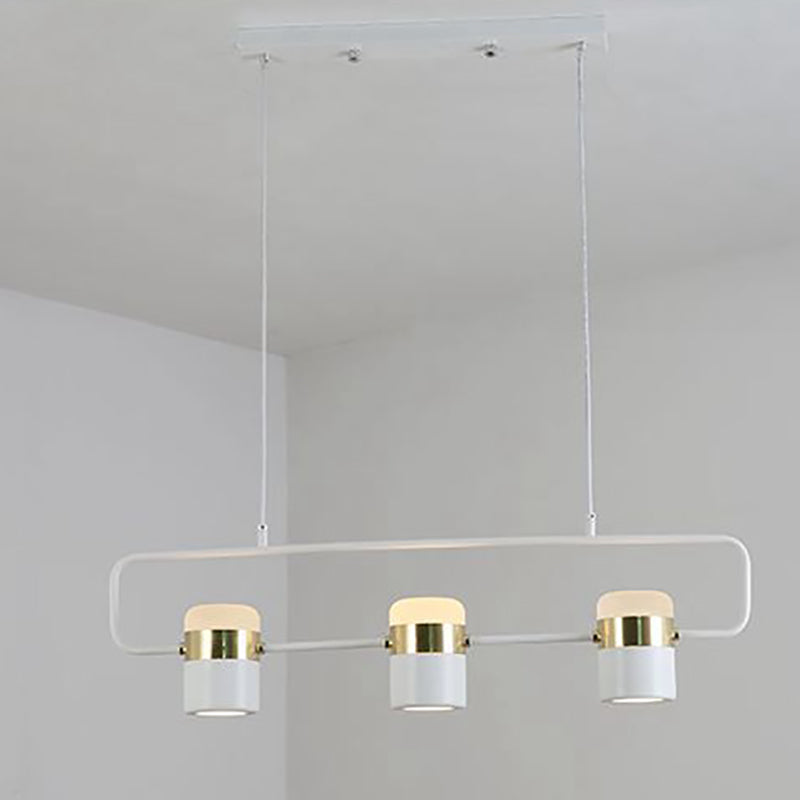 Modern Aluminum Track Light Cylinder Multi-Head Restaurant Hanging Lamp with Acrylic Shade