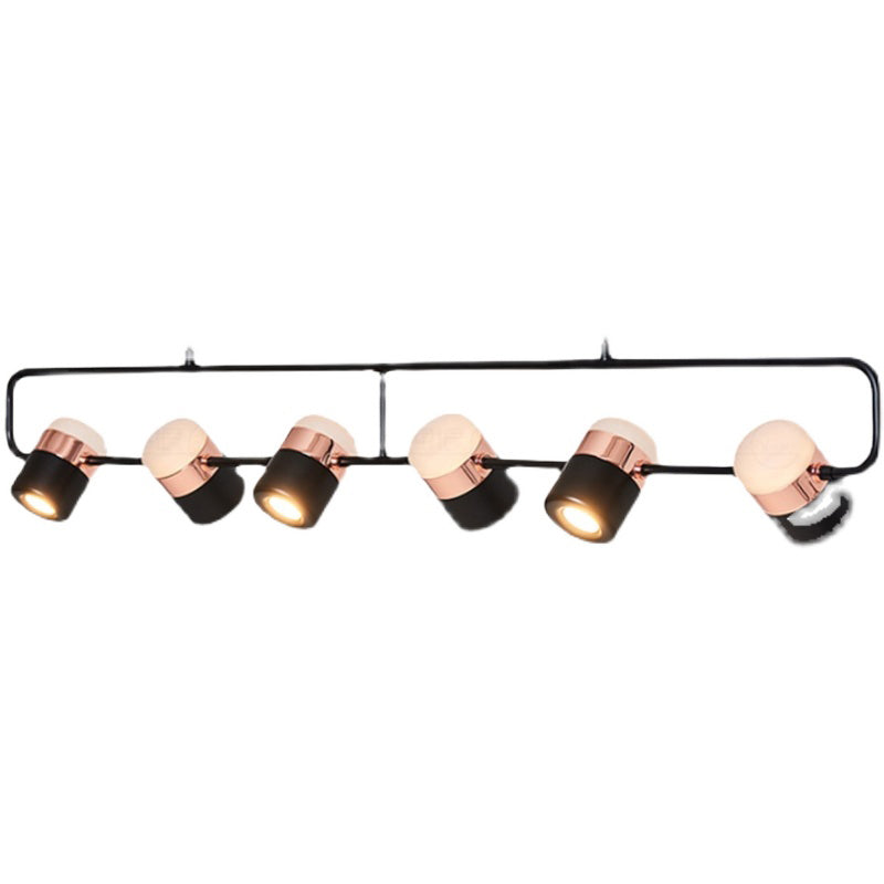 Modern Aluminum Track Light Cylinder Multi-Head Restaurant Hanging Lamp with Acrylic Shade