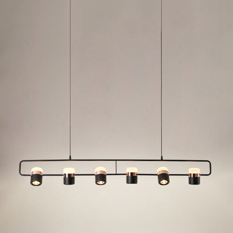 Modern Aluminum Track Light Cylinder Multi-Head Restaurant Hanging Lamp with Acrylic Shade