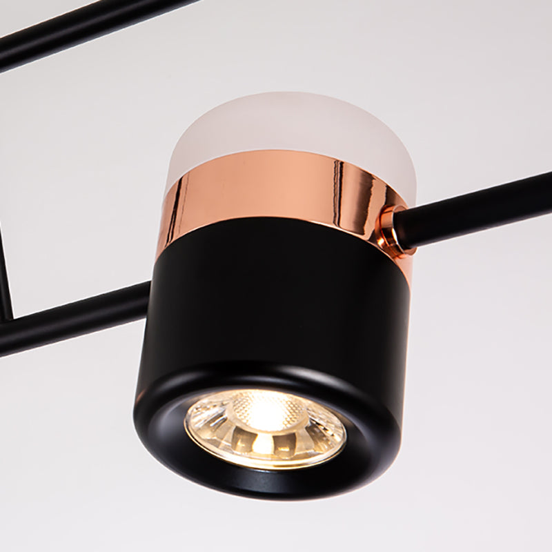 Modern Aluminum Track Light Cylinder Multi-Head Restaurant Hanging Lamp with Acrylic Shade