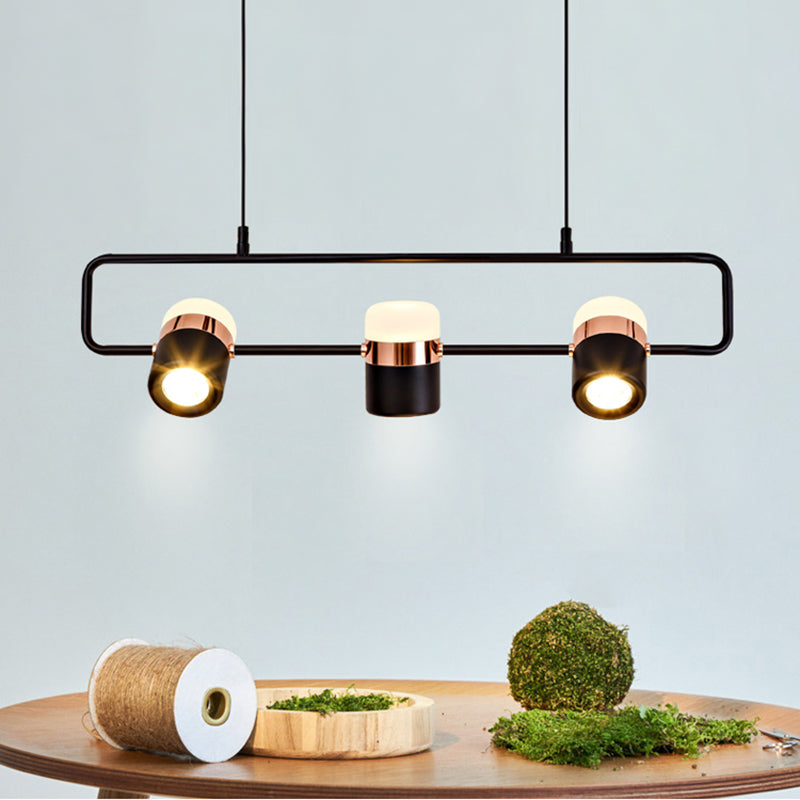 Modern Aluminum Track Light Cylinder Multi-Head Restaurant Hanging Lamp with Acrylic Shade