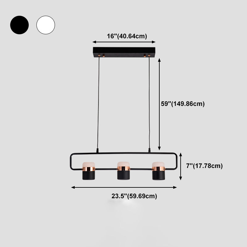 Modern Aluminum Track Light Cylinder Multi-Head Restaurant Hanging Lamp with Acrylic Shade