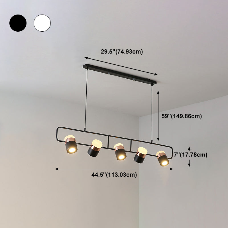 Modern Aluminum Track Light Cylinder Multi-Head Restaurant Hanging Lamp with Acrylic Shade