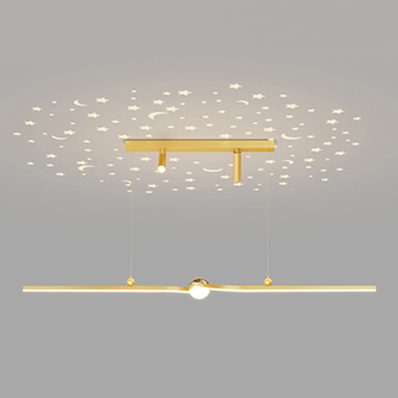 Contemporary Style Linear Island Lights Metal 5 Light Island Pendant Lights