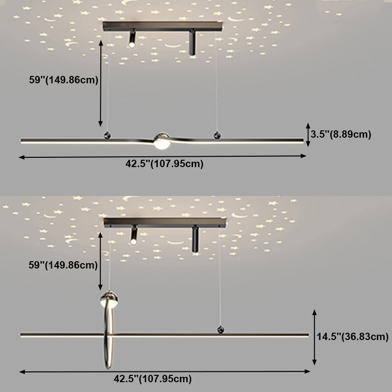 Contemporary Style Linear Island Lights Metal 5 Light Island Pendant Lights
