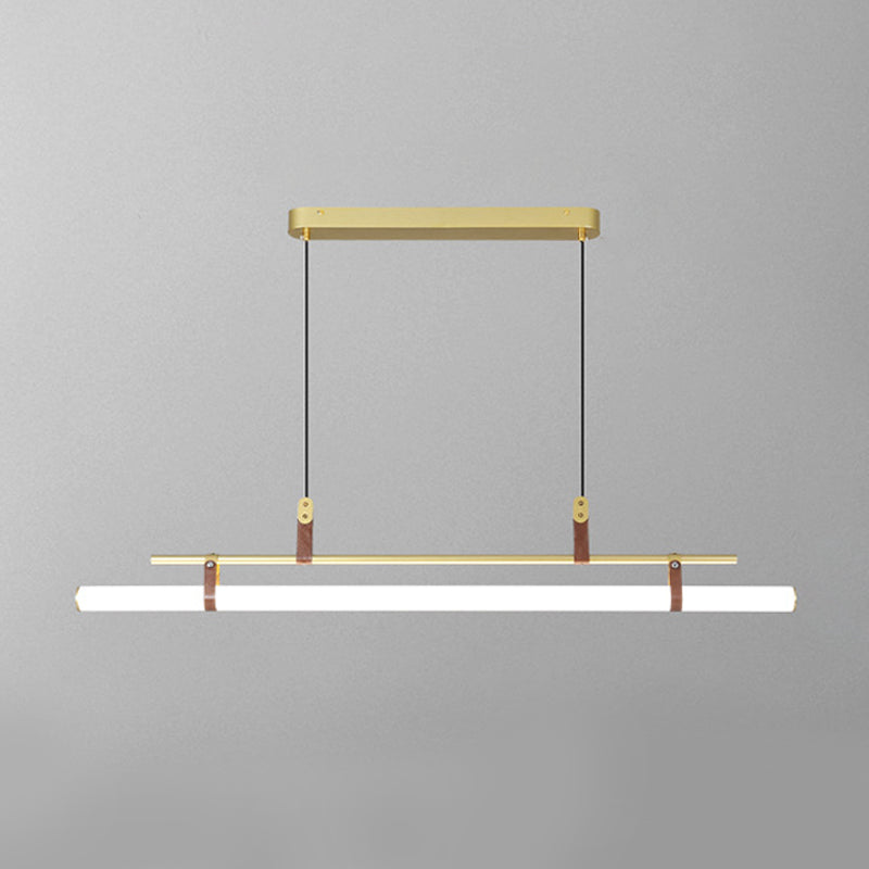 Modern Metal Island Lights Linear 1-Light Restaurant LED Hanging Lamp with Acrylic Shade