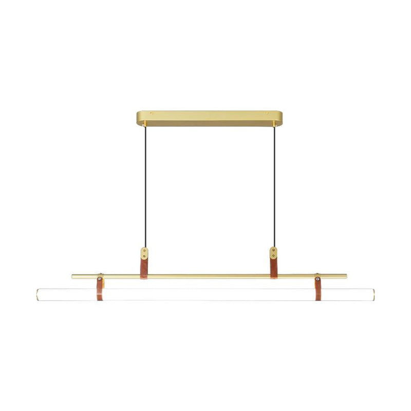 Modern Metal Island Lights Linear 1-Light Restaurant LED Hanging Lamp with Acrylic Shade