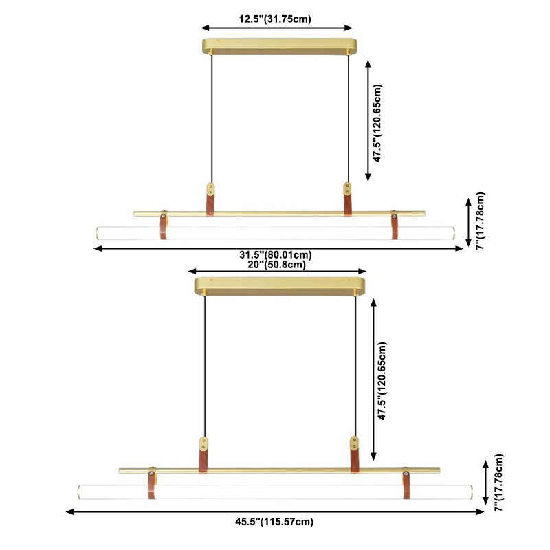 Modern Metal Island Lights Linear 1-Light Restaurant LED Hanging Lamp with Acrylic Shade