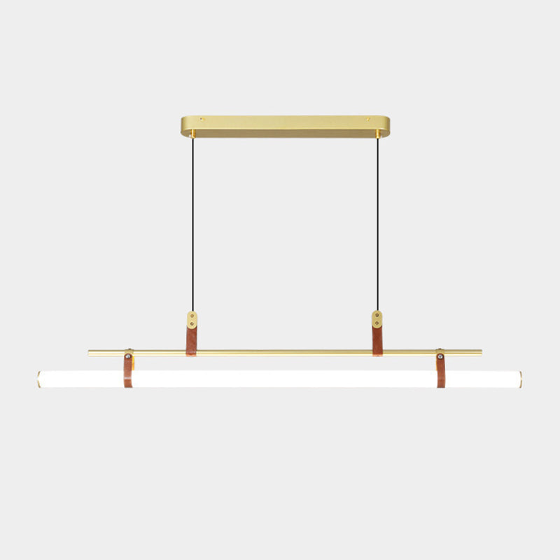 Modern Metal Island Lights Linear 1-Light Restaurant LED Hanging Lamp with Acrylic Shade