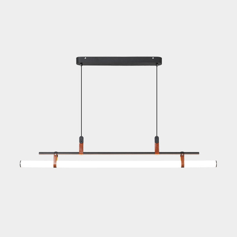 Modern Metal Island Lights Linear 1-Light Restaurant LED Hanging Lamp with Acrylic Shade