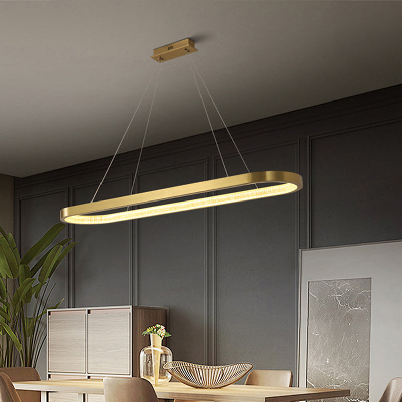 Modern Style Oval Island Lighting Fixture Metal 1- Light Island Pendant Light