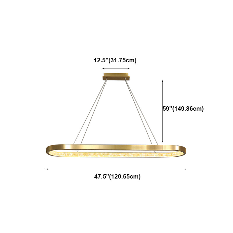 Modern Style Oval Island Lighting Fixture Metal 1- Light Island Pendant Light