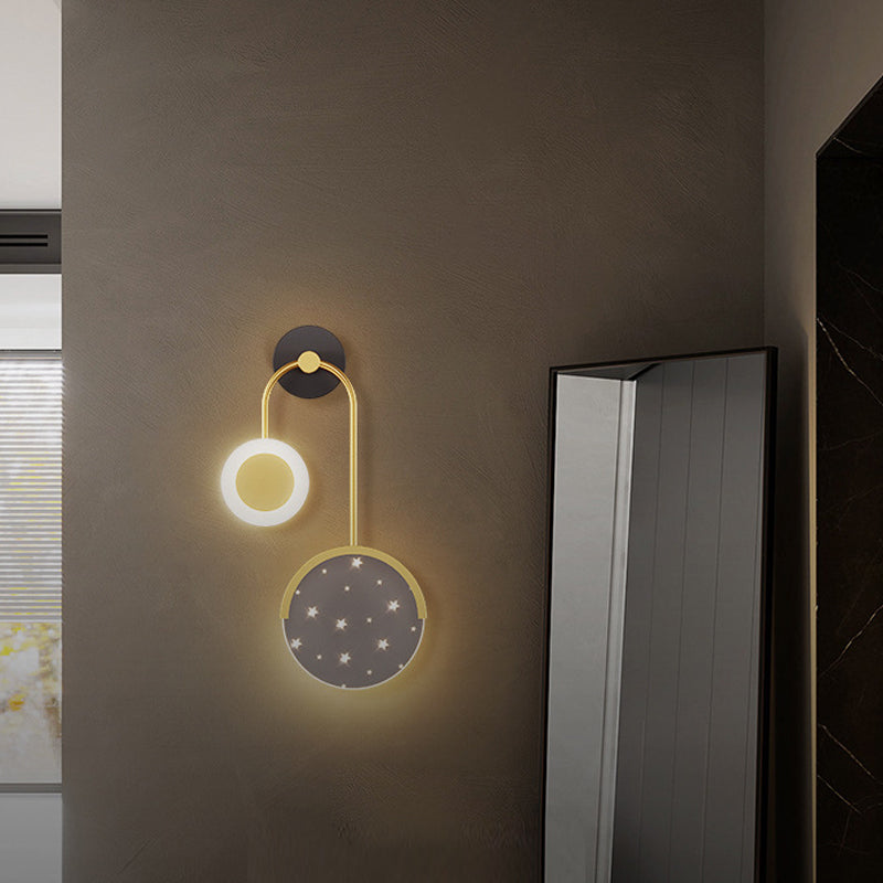 Murale géométrique Métal Light Nordic Gold 20 "High LED Murce pour chambre à coucher