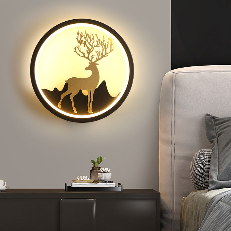 Forma de pared de metal de forma de ciervo estilo moderno de 1 luces de pared de pared.