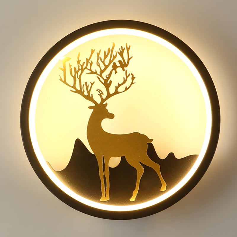 Forma de pared de metal de forma de ciervo estilo moderno de 1 luces de pared de pared.