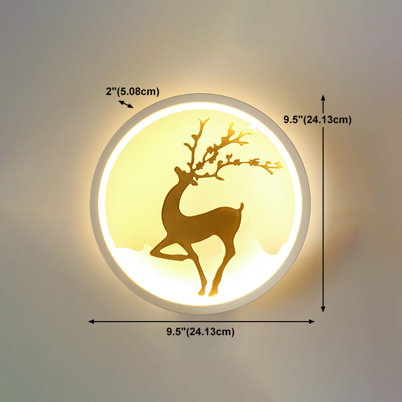Forma de pared de metal de forma de ciervo estilo moderno de 1 luces de pared de pared.