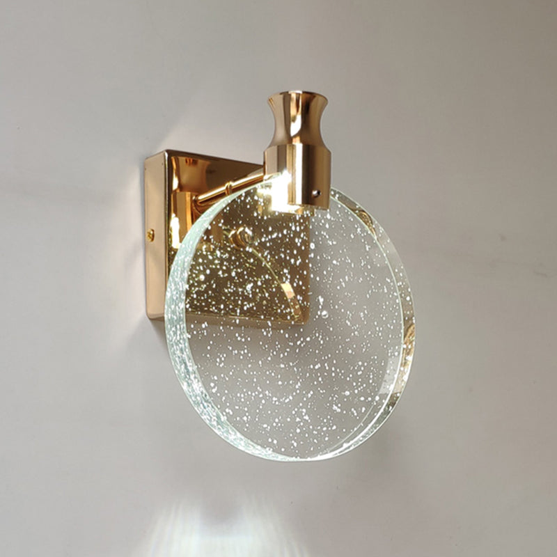1 Light Round Vanity Wall Lights Modern Style Crystal Vanity Wall Sconce