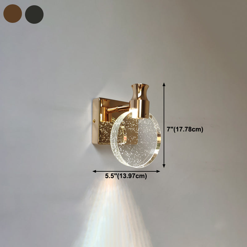1 Light Round Vanity Wall Lights Modern Style Crystal Vanity Wall Sconce