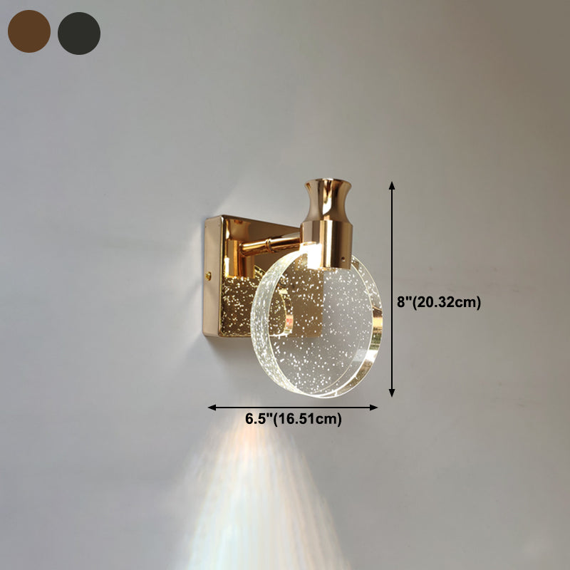1 Light Round Vanity Wall Lights Modern Style Crystal Vanity Wall Sconce